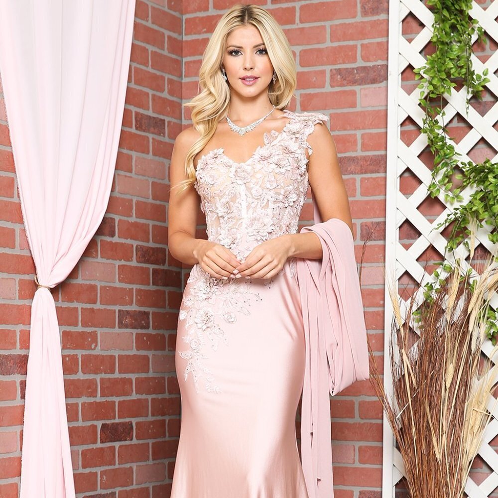 NEW FLOOR LENGTH SLEEVELESS FORMAL DRESS EMBROIDERED WITH FLORAL 388
